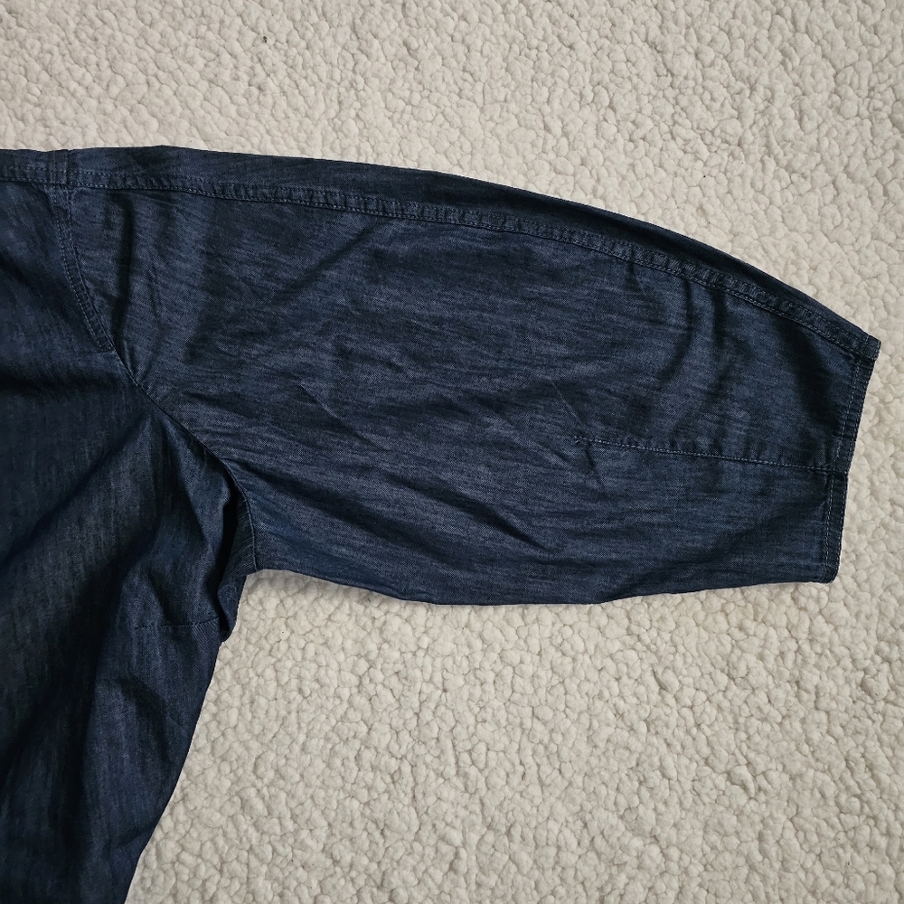 Talbots Denim Shirt Womens 3x Blouse Tunic Five Buttons 3/4 Sleeve - Picture 5 of 9